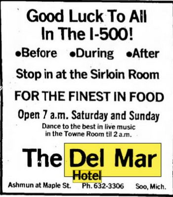 Del Mar Hotel - Feb 1974 Ad